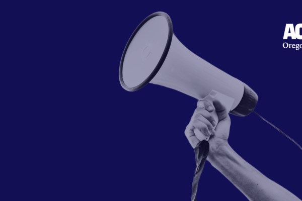 A navy background, text on the left reads "know your rights" with an image of an arm holding a megaphone on the right.