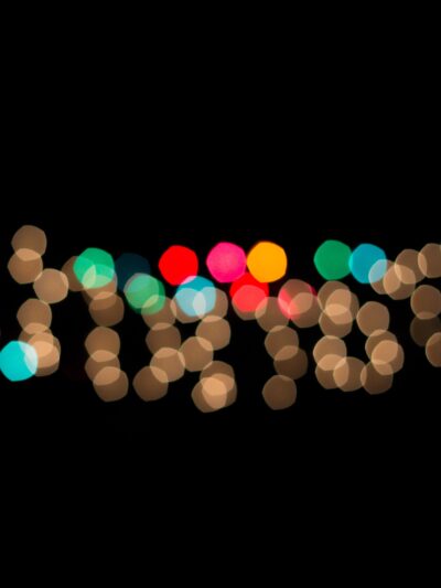 A string of Christmas lights with bokeh effect