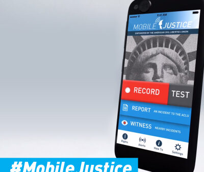 The ACLU Mobile Justice App on a smartphone
