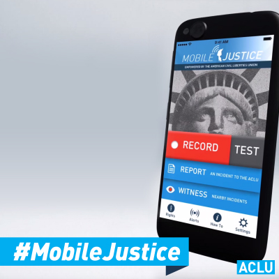 The ACLU Mobile Justice App on a smartphone
