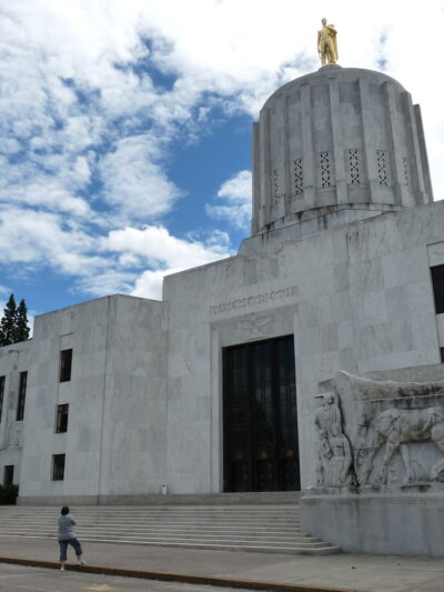 The front of the Oregon State Capitol building in Salem, OR. Taken in Aug 2010.