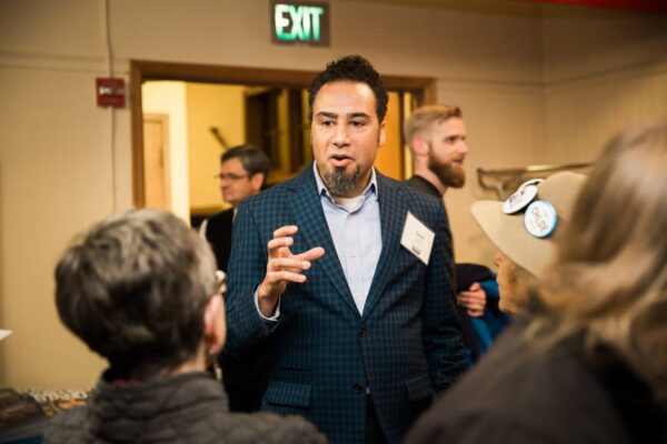 ACLU executive director David Rogers talks to members at meeting