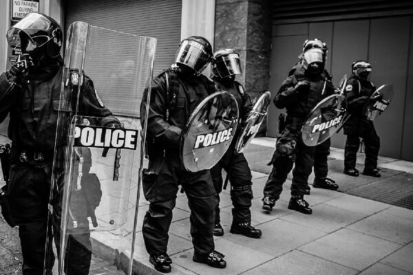 police in riot gear