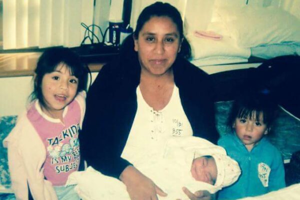 Silvia with her daughters at the birth of her neice