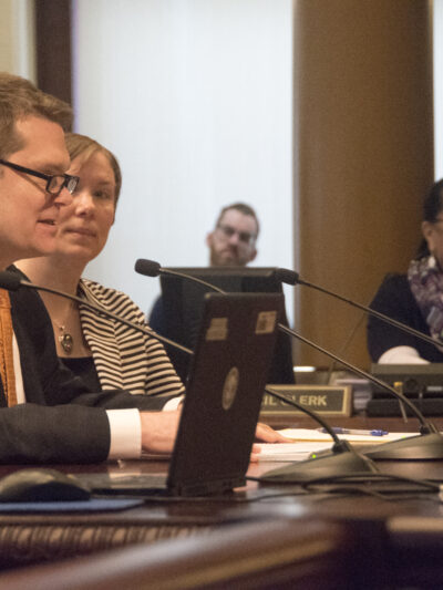 Michael German and Kimberly McCullough address Portland City Council on April 18, 2018