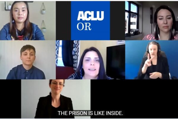 screenshot of webinar with several speakers and interpreters