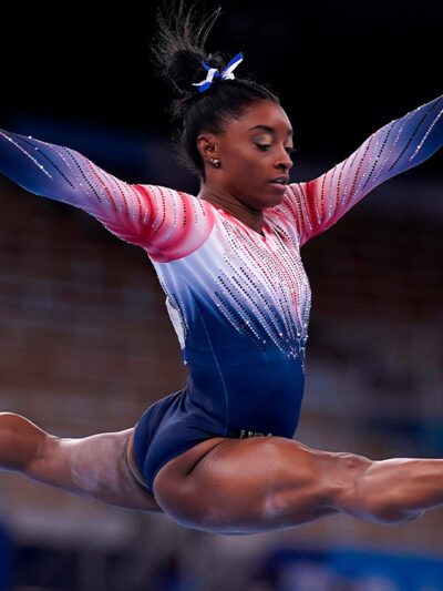 USA's Simone Biles in the Women's Balance Beam Final at Ariake Gymnastic Centre on the eleventh day of the Tokyo 2020 Olympic Games in Japan.