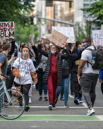 Photo of Black Lives Matter protestors in Portland, Oregon