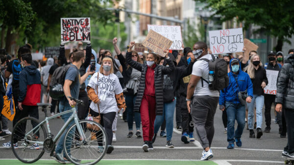 Photo of Black Lives Matter protestors in Portland, Oregon