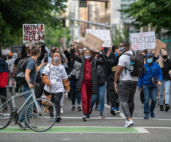Photo of Black Lives Matter protestors in Portland, Oregon
