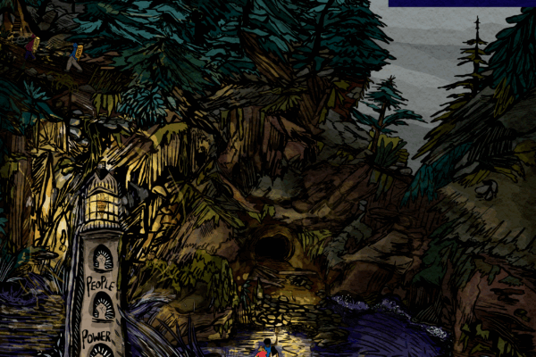 illustrated cover of ACLU Oregon's fall 2022 magazine, entitled "In darkness, we make our own light"