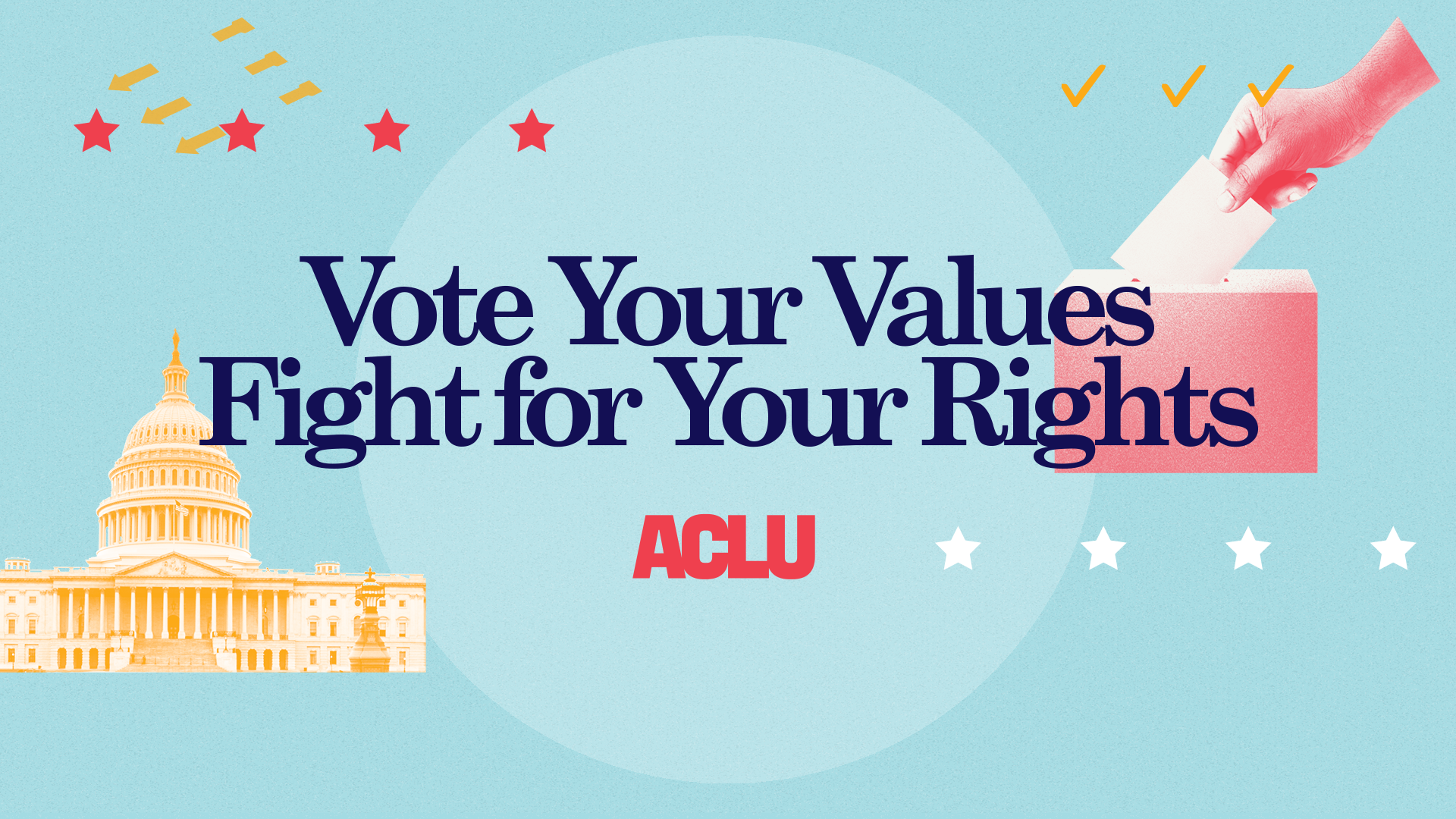 Graphic that reads "Vote Your Values Fight for Your Rights"