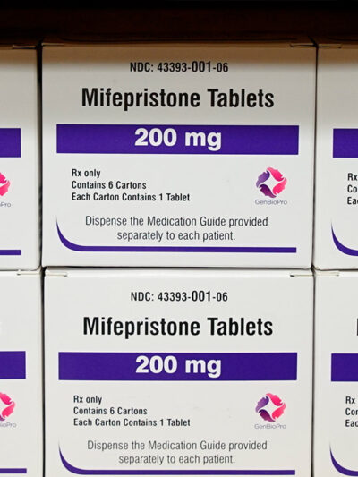 Boxes of the drug mifepristone.