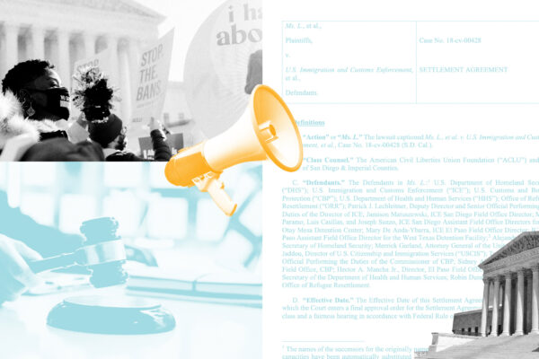 An image with various civil liberties-related graphics.