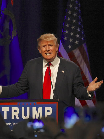 Donald Trump speaks at campaign event.