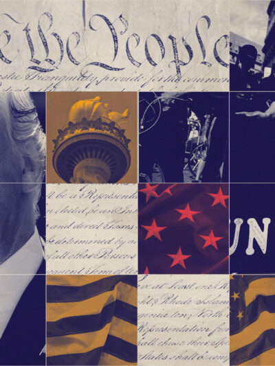 A graphic featuring Trump and imagery pertaining to diversity, equity, and inclusion.