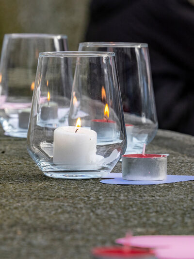 Candles as part of a vigil.