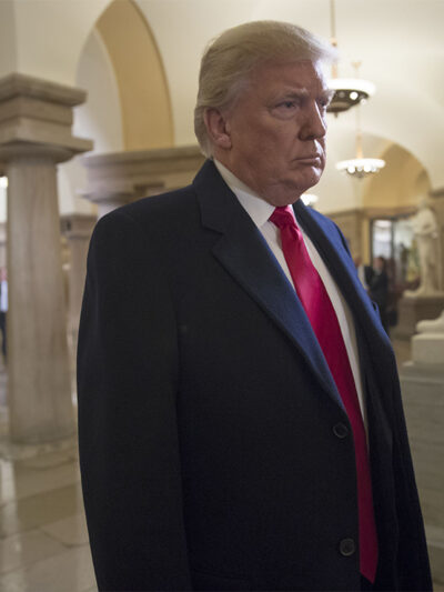 Donald Trump walks through the Crypt at the U.S. Capitol building.
