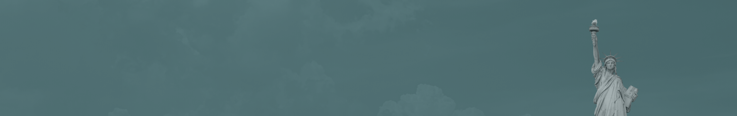 a dark green background with an image of the statue of liberty