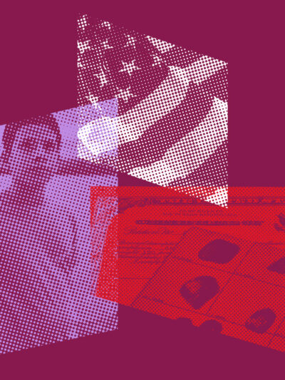 A collage of images pertaining to birthright citizenship.