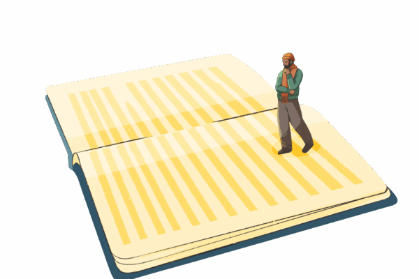an illustration of a person walking on a giant book