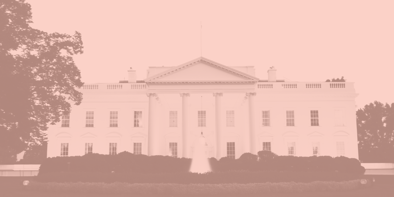 a photo of the White House, shaded in pink.