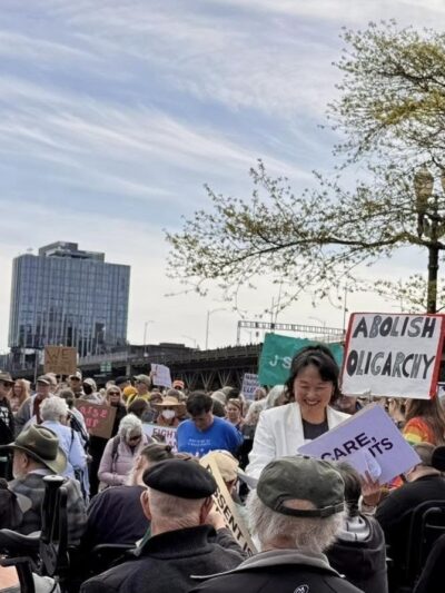 Group of rally attendees at Portland Waterfront