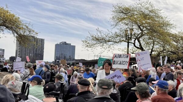 Group of rally attendees at Portland Waterfront