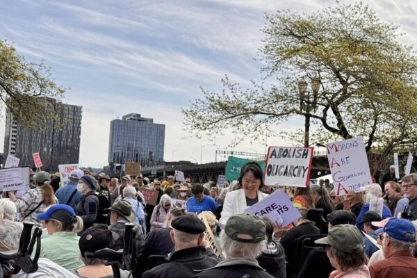 Group of rally attendees at Portland Waterfront
