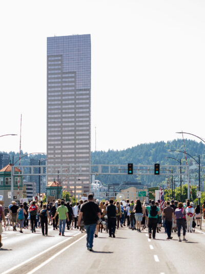 Group of marchers at “We Are The Bridge: Rise for Racial Justice.”