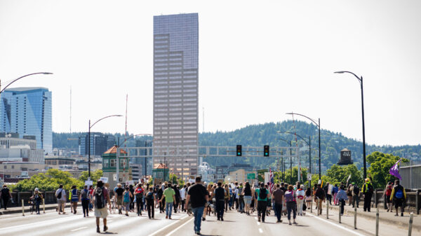 Group of marchers at “We Are The Bridge: Rise for Racial Justice.”