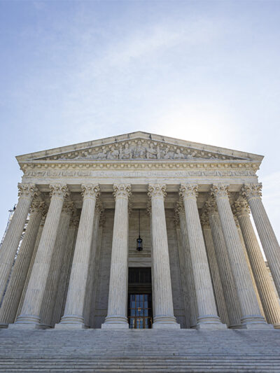 An exterior shot of the Supreme Court of the United States building.