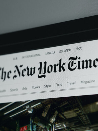 The homepage of the New York Times' website.