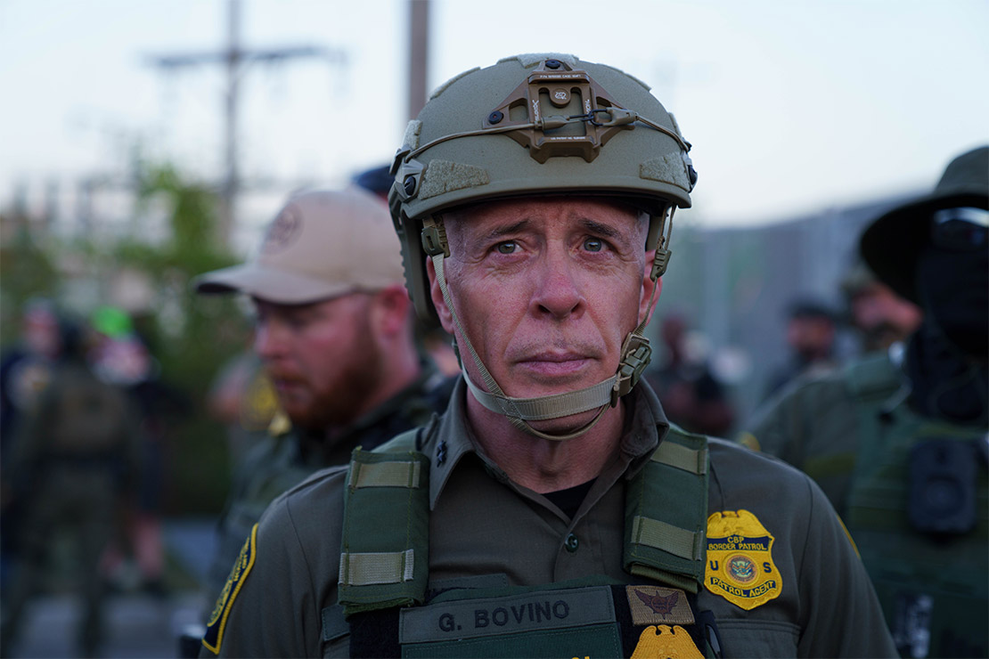 A closeup of Border Patrol Chief Gregory Bovino.