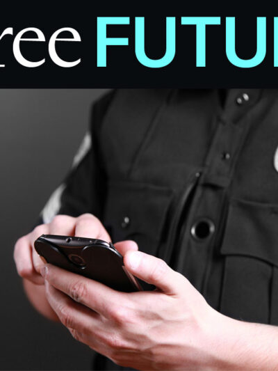 A close up of a person in a police uniform with a phone in their hands