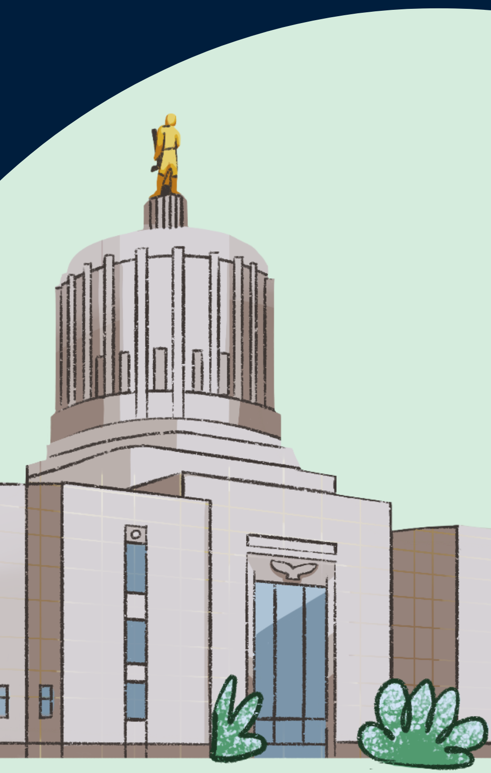 an illustration of the captiol building in Oregon