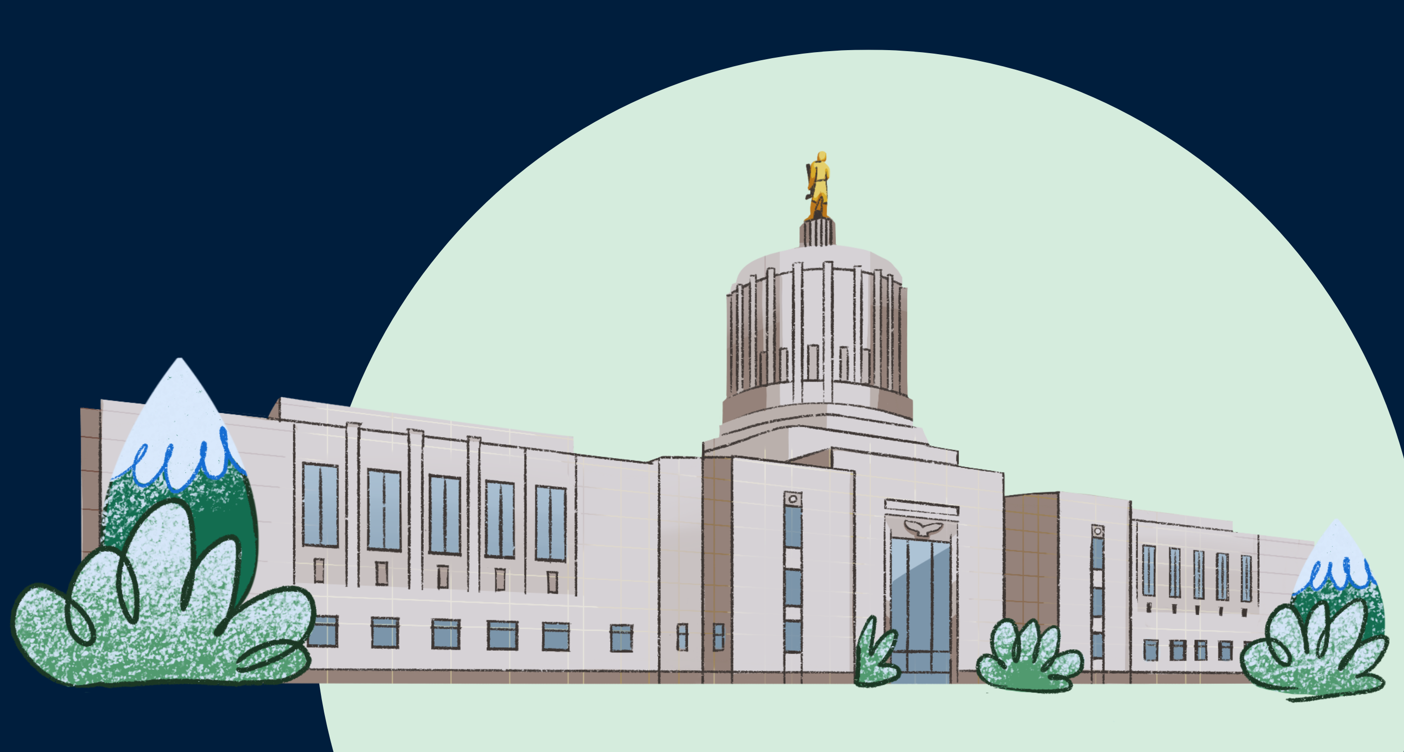 an illustration of the Oregon State Capitol building
