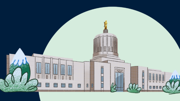 an illustration of the Oregon State Capitol building