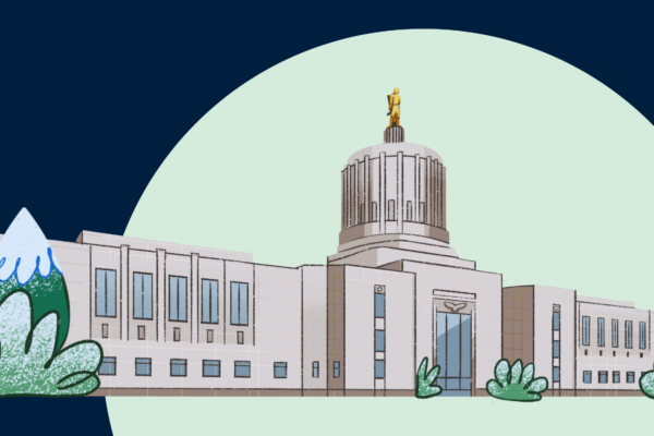 an illustration of the Oregon State Capitol building