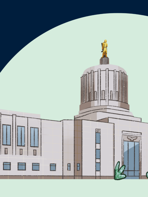 an illustration of the Oregon State Capitol building