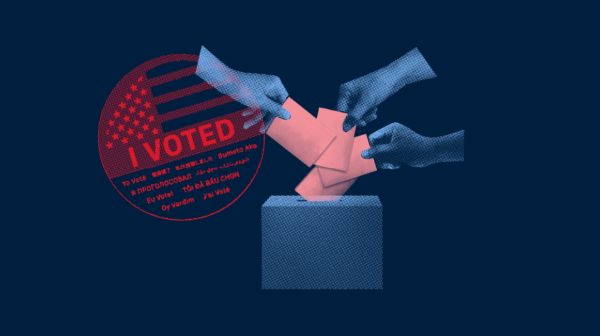 Voting and ballot box imagery.