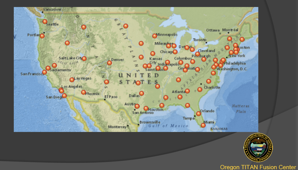 National network of fusion centers in 2017 map
