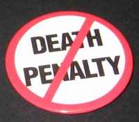 Badge reading 'Death Penalty' in red strike-through circle