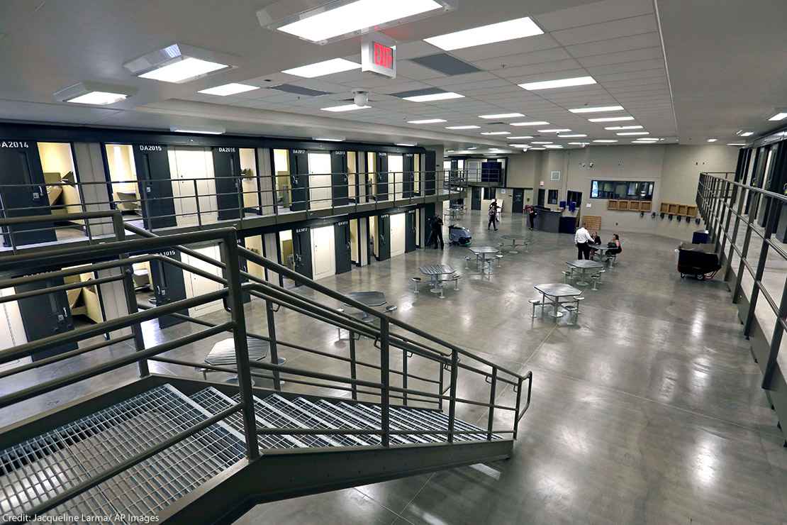 The view of a housing unit at a correctional institution in Pennsylvania.