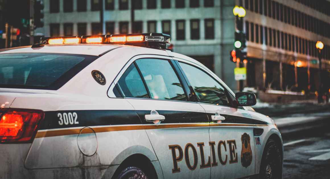 Police car on a city street