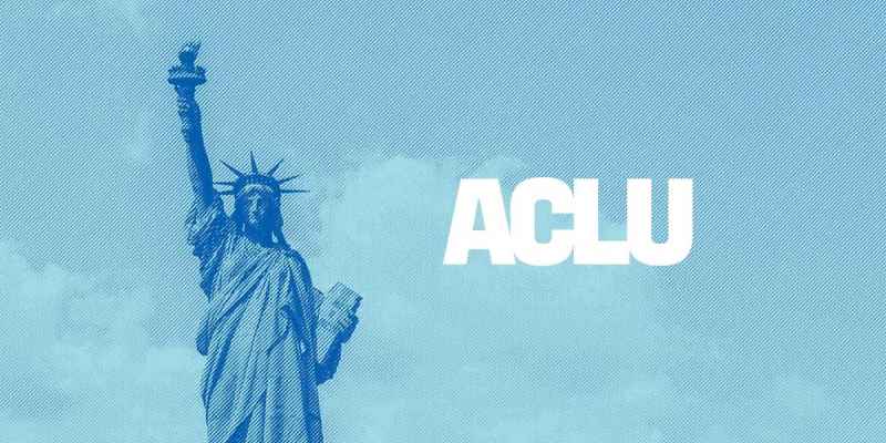 Blue Lady Liberty with a light blue background, ACLU