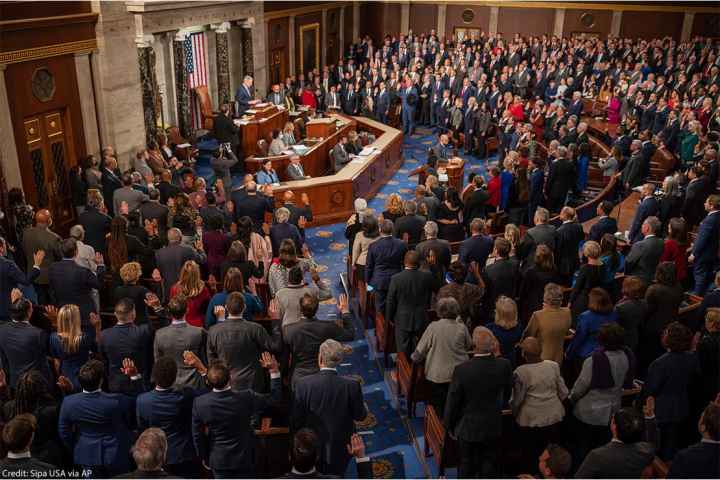 New members of Congress being sworn in at the US Capitol on Saturday, January 07, 2023.