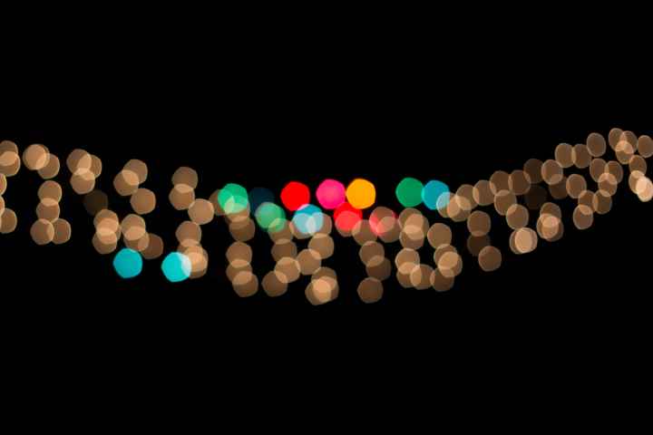 A string of Christmas lights with bokeh effect