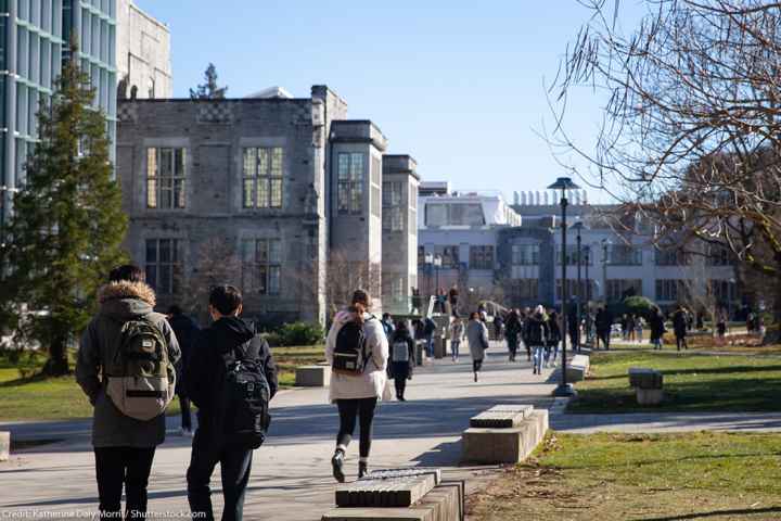 Students walking down a campus.