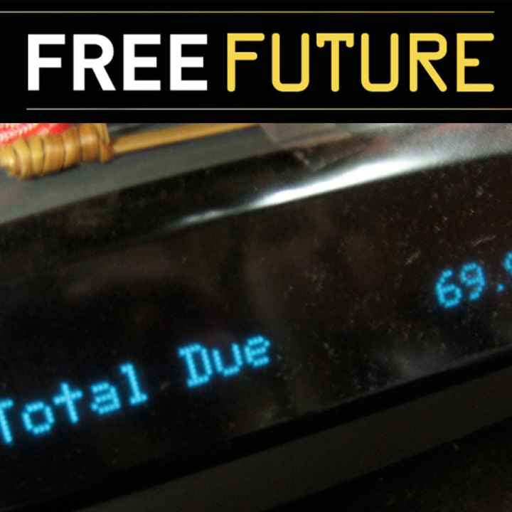An electronic cash register reading "Total Due $69.99"